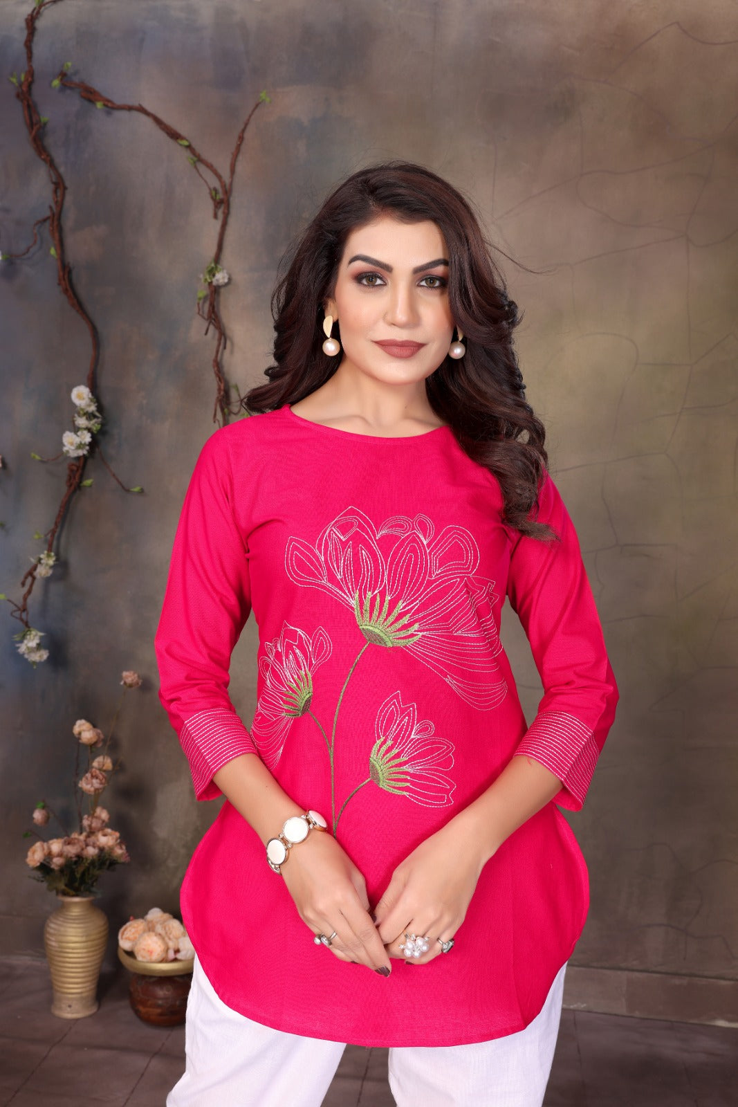 Kurti Pink women cotton