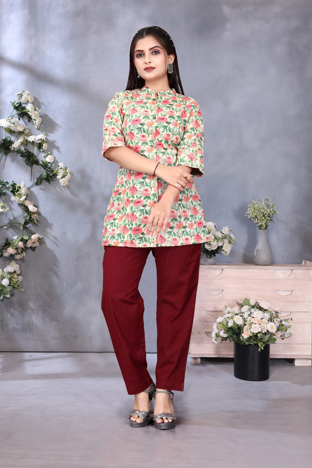 Cream women kurti tunic