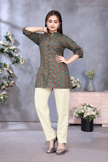 Green Pure Cotton Tunic Women