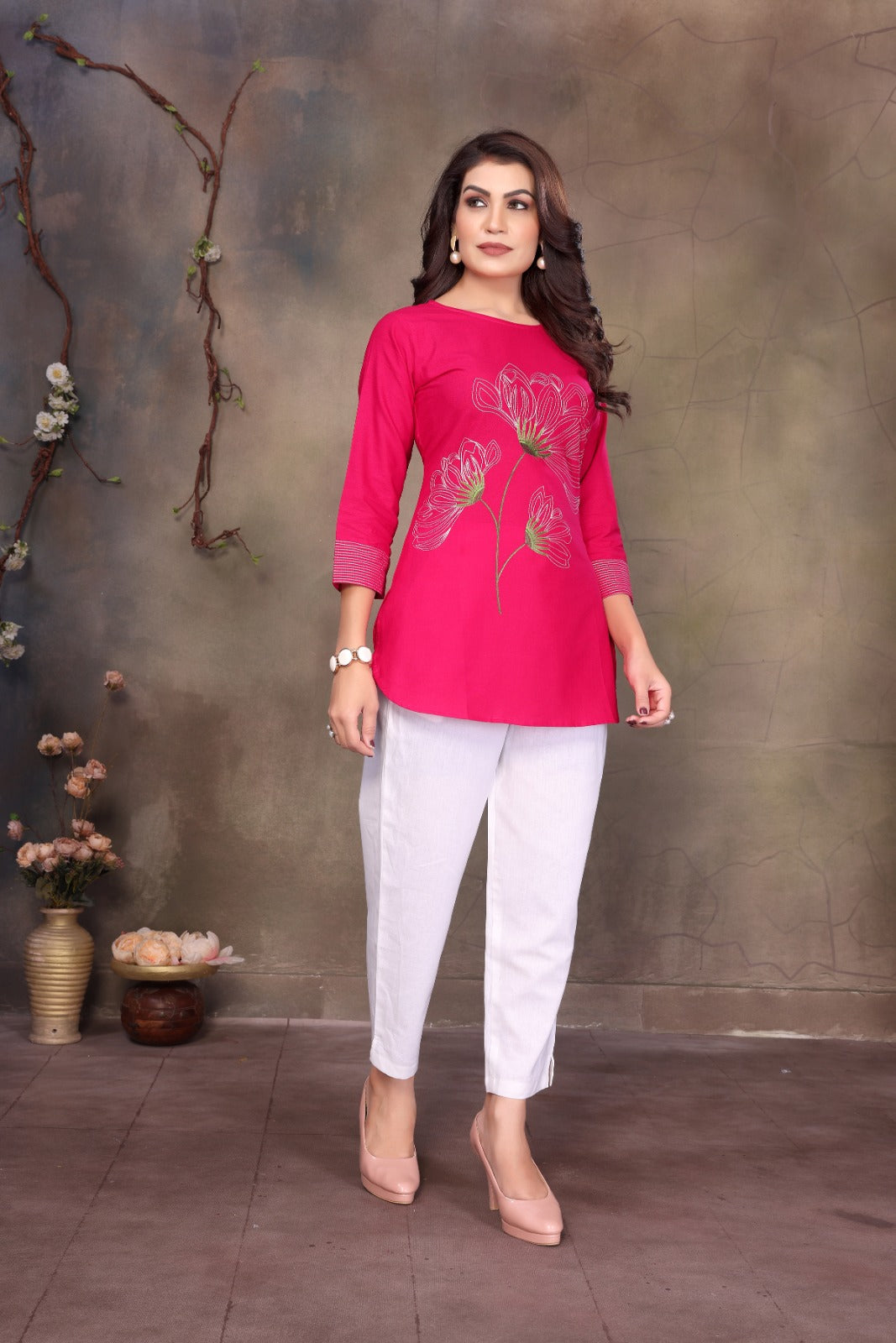 Kurti Pink women cotton