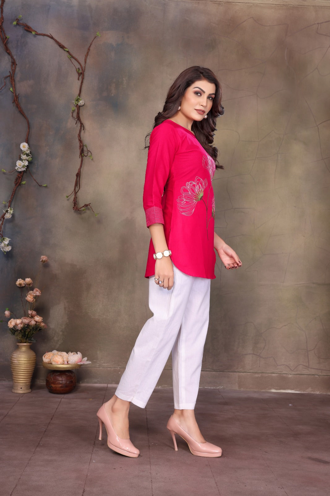 Kurti Pink women cotton