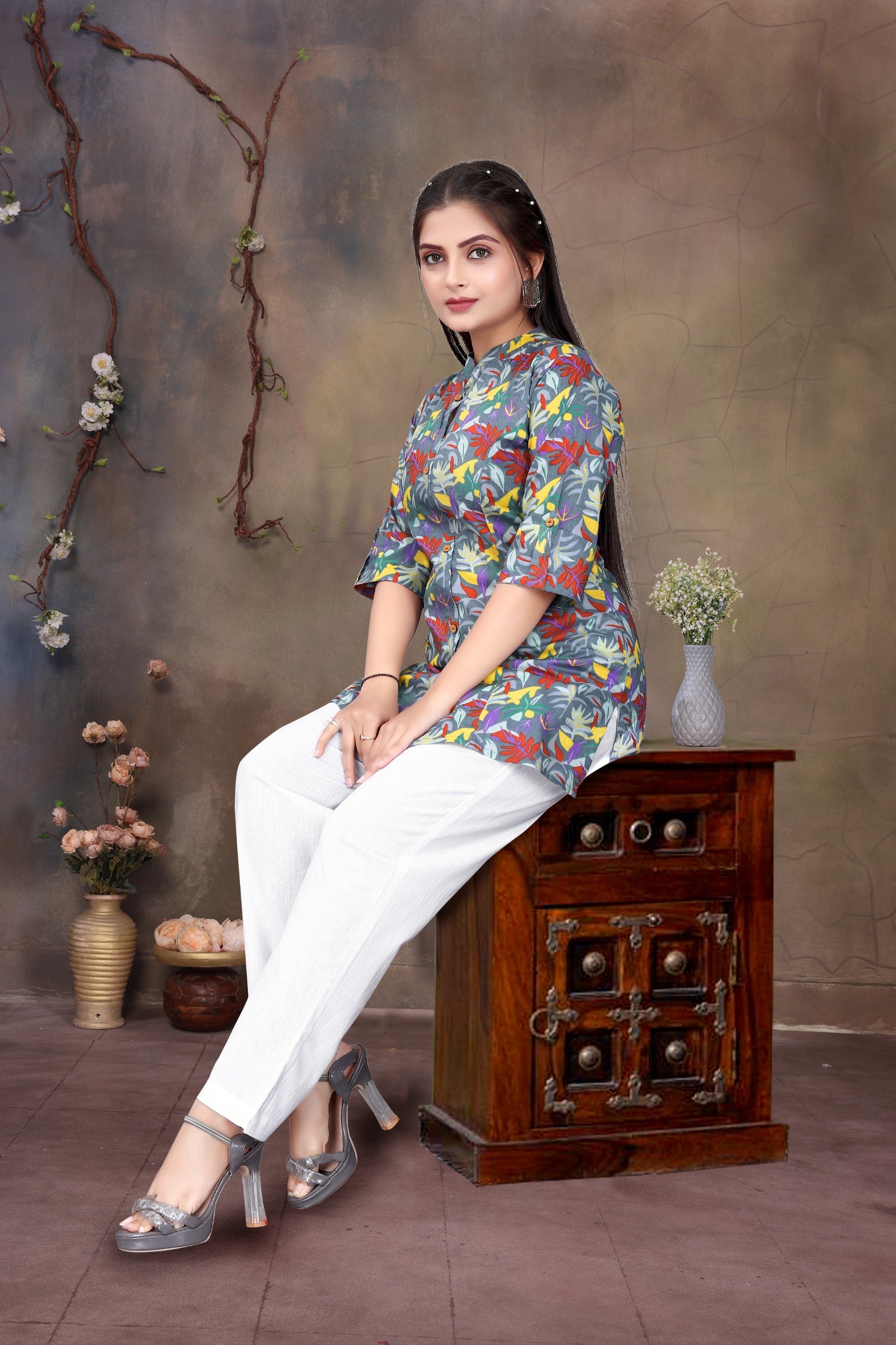 blue cotton women tunics
