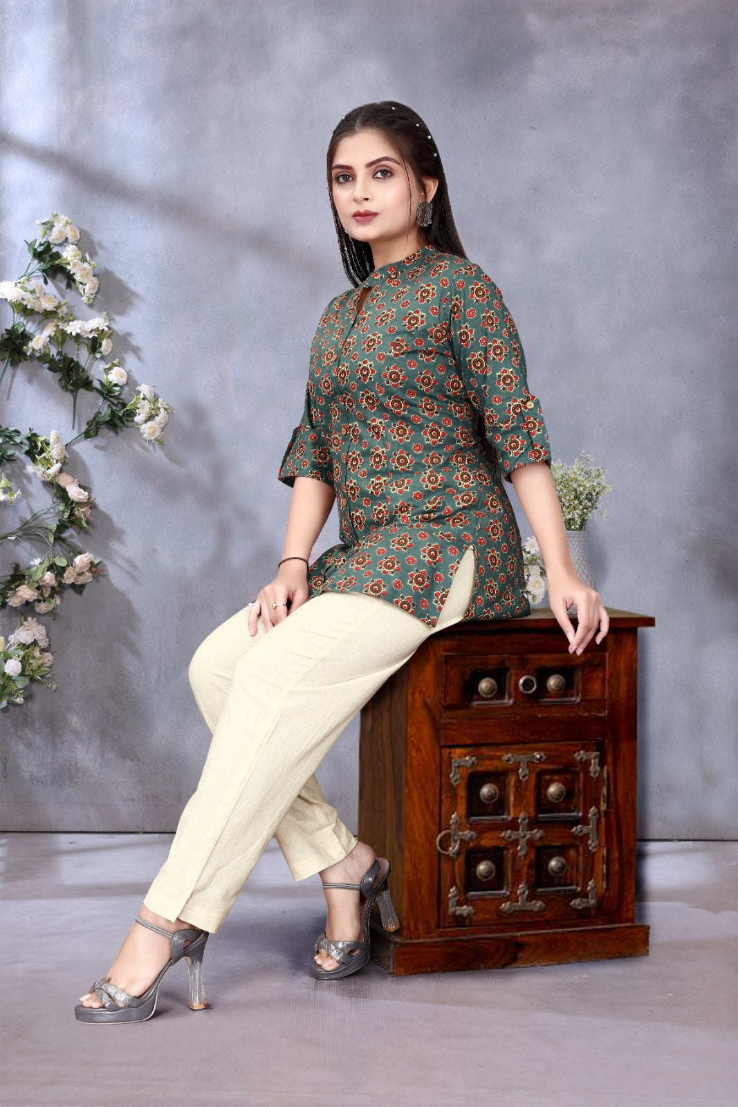 Green Pure Cotton Tunic Women