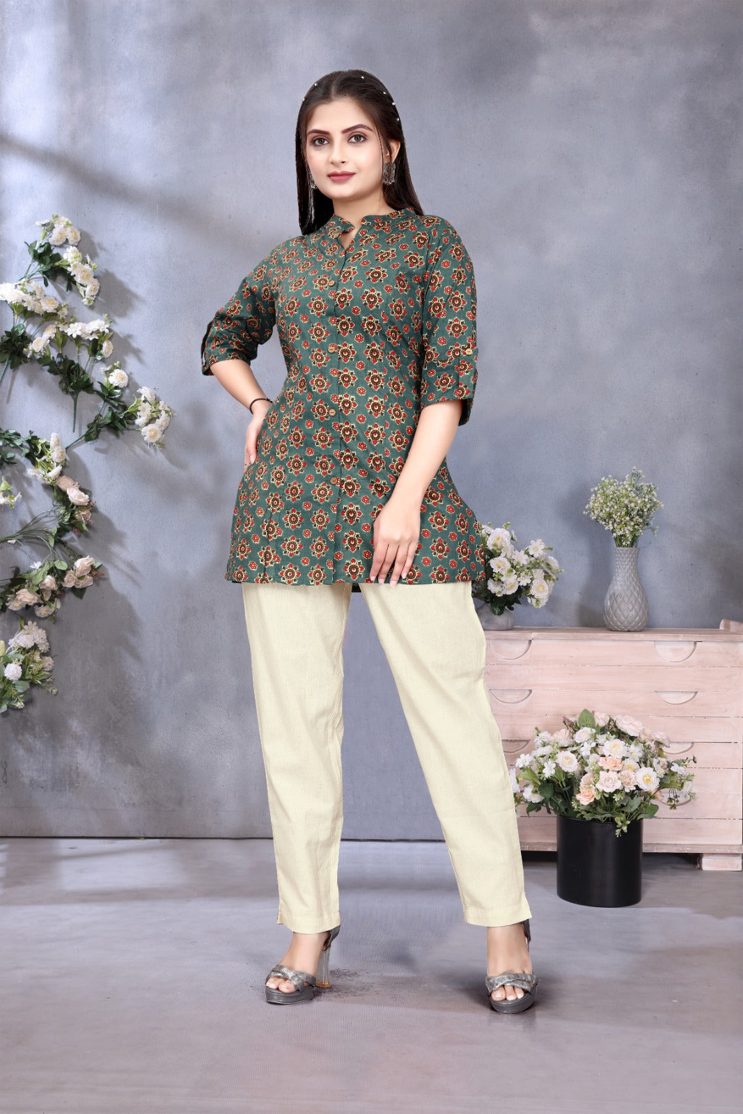 Green Pure Cotton Tunic Women